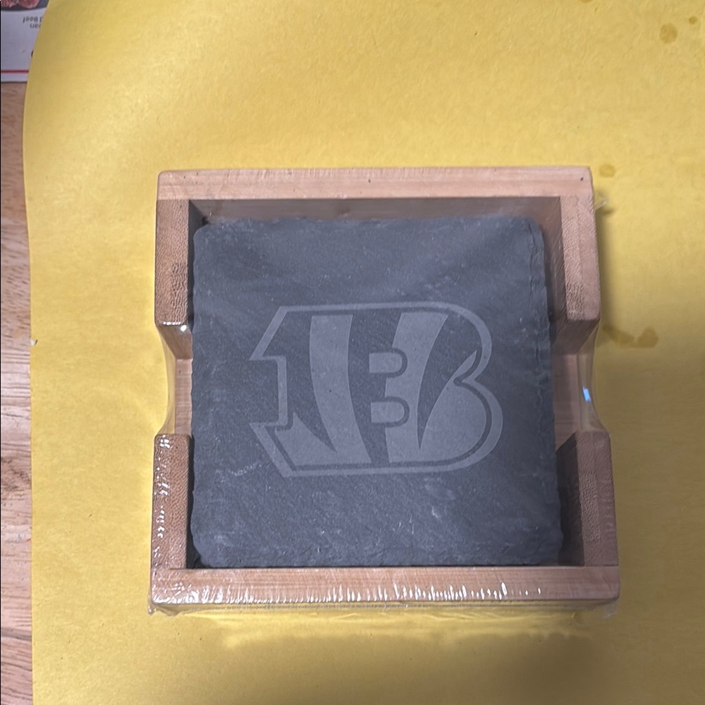 Slate Coasters with Bamboo Holder